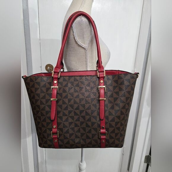 Large Diamond Design Tote Bag/shoulder Bag With Crossbody Strap - Picture 5 of 14